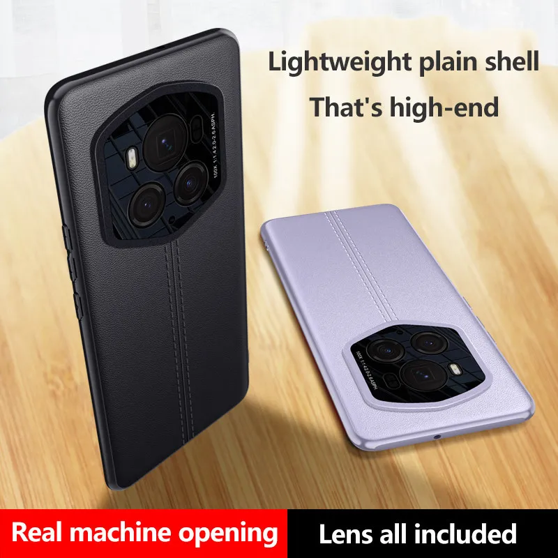 Ultra Thin Plain PU Leather Case For Honor Magic6 RSR Porsche Design Camera Lens Protection Cover