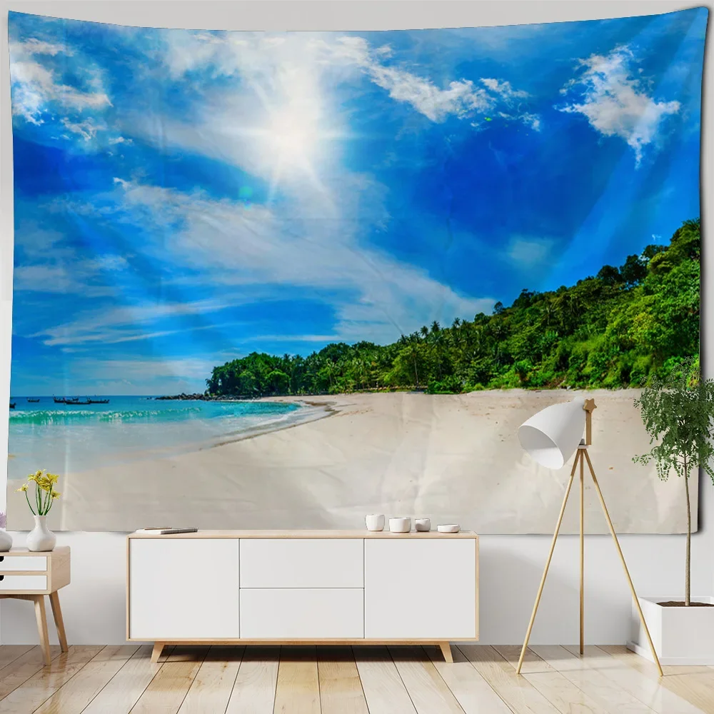 Sea View Tapestry Wall Hanging Bohemian Home Decoration Polyester Fabric Used for Living Room, Bedroom, Dormitory, Fast Shipping