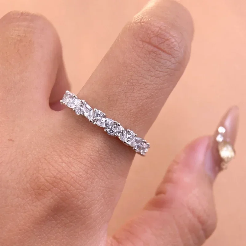NASIA Trendy Moissanite Full-eternity Wedding Rings for Women Sparking Matching S925 Sterling Silver Fine Jewelry Gifts 2026