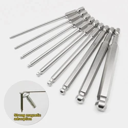 1Pc Ball End Schroevendraaier Hex Schacht Driver Bits Metrische Hex Bit H1.5-10 Kop 100Mm Lange Magnetische Balkop Driver Bit