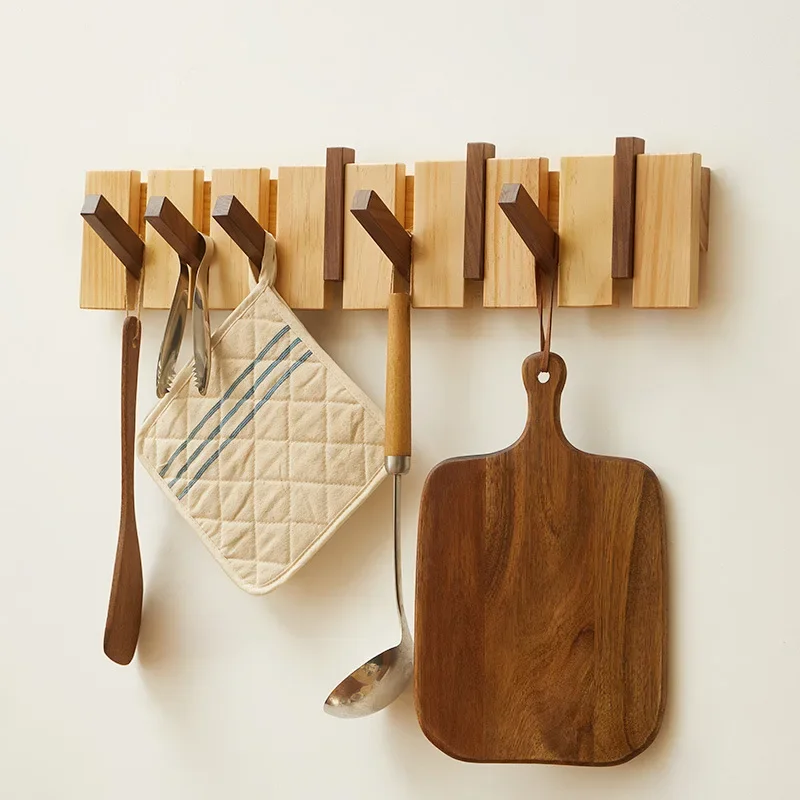 

Piano Key Wooden Coat Hooks - No-Drill Wall/Door Mount for Entryway/Foyer (Keys/Clothes)