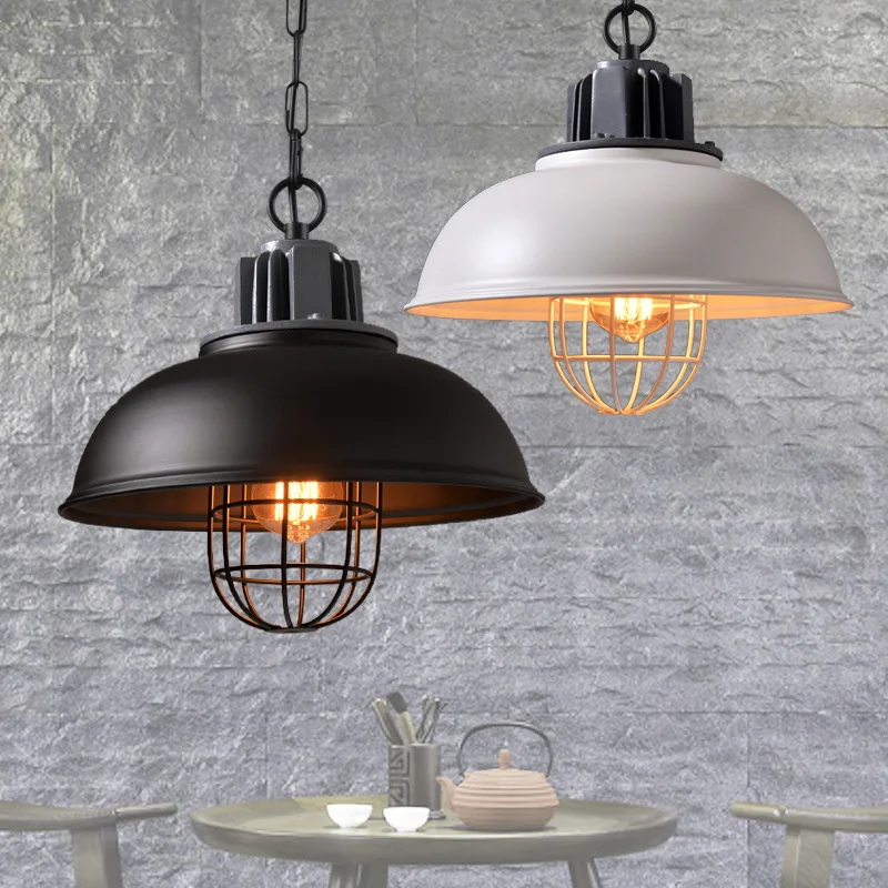 American Loft Industrial Retro Iron Pendant Lights Dining Room Cafe Pot Cover Netting Farmhouse Hanging Lamp Lighting Decor E27