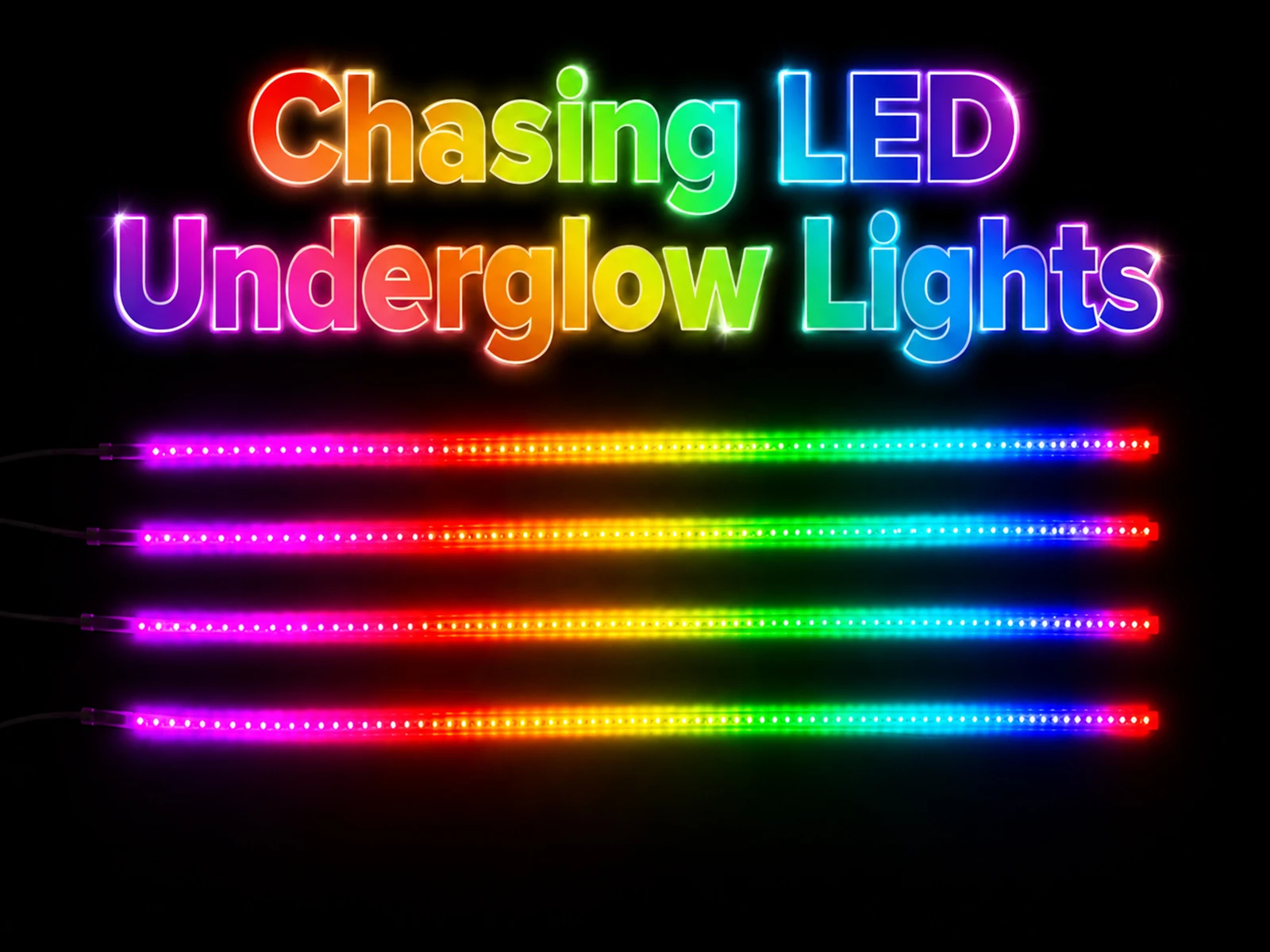 4PCS RGB Chasing LED Underglow Light Kit Car Truck SUV Jeep 12V Underbody Strip Lights APP Remote Control