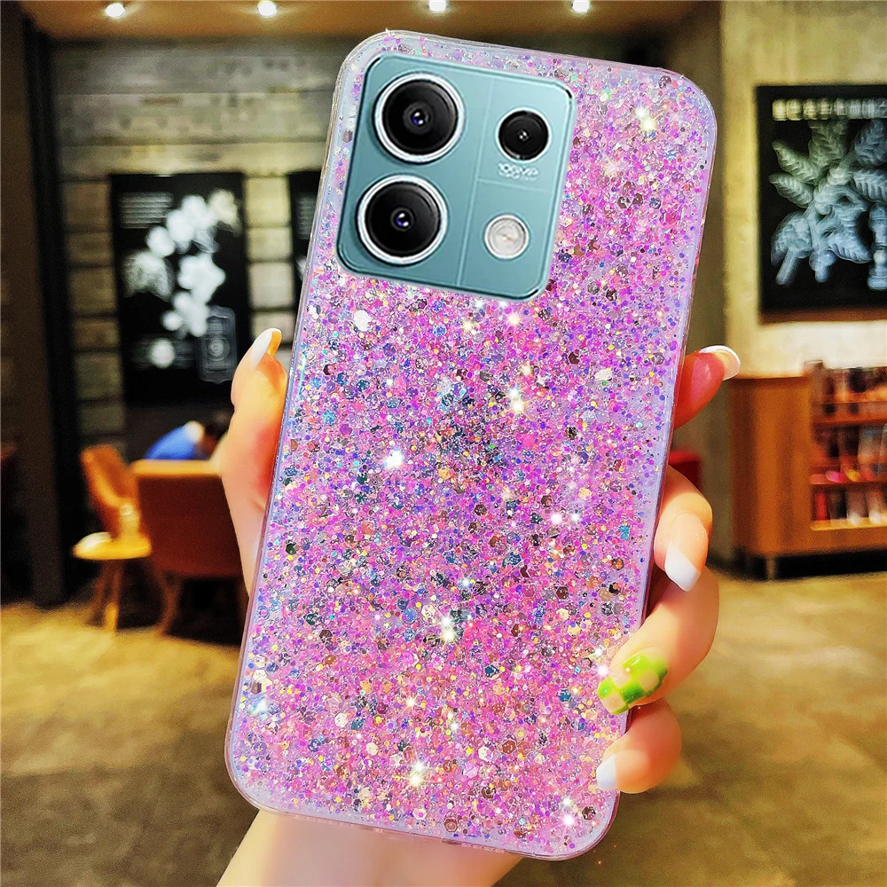 Bling Soft Silicone Sequin Glitter Case For Redmi Note 13 Pro Plus 13C 4G 5G For Xiaomi Mi Poco X6 M6 Pro C65 Phone Back Cover