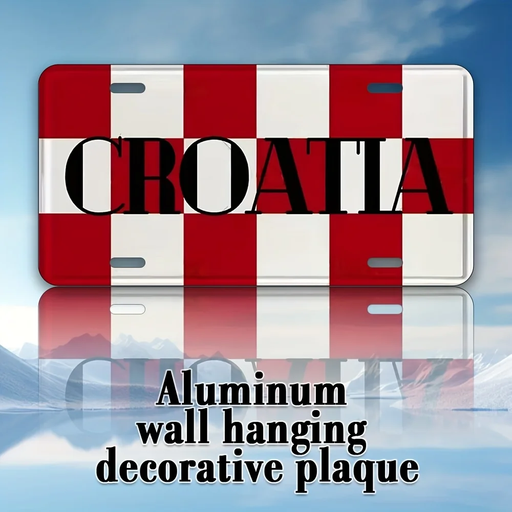2D Flat - Enabled, 1pc, 2Dflat, for Decorative Use Solely, 2D Flat - Croatia Metal Wall Art Logo - UV Printed on 30X15Cm/11.8
