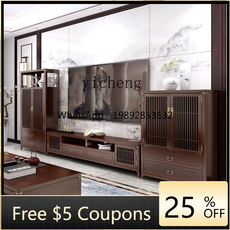 BB  New Chinese Wine Cabinet Double Door Wall Solid Wood Storage High Cabinet Restaurant Side Cabinet