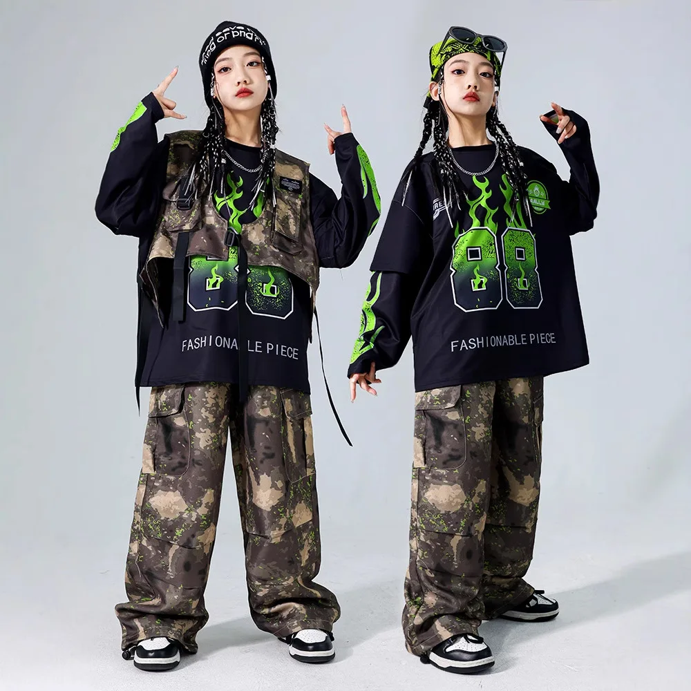 

Children's hiphop costumes boys camouflage vest tide children's drum set girls hip-hop suit