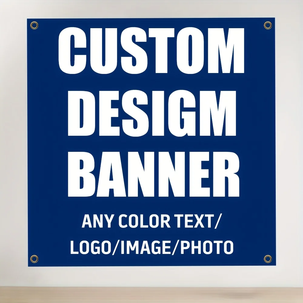 1 pancarta cuadrada personalizada - Logo/texto/imagen personalizado, poliéster duradero para decoración interior/exterior, no ne