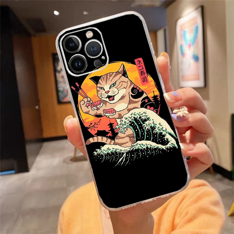 

Phone Case For iphone 17 Pro Max Air 16 15 14 13 Pro Max 15 16 Pro 15Plus Japanese Style Art Wave