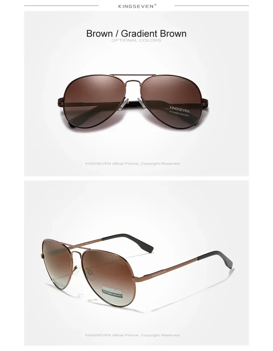 Echte KINGSEVEN Männer Aluminium Sonnenbrille Polarisierte UV400 Spiegel Männliche Sonnenbrille Für Frauen Angeln Fahren Brillen – Detail 8