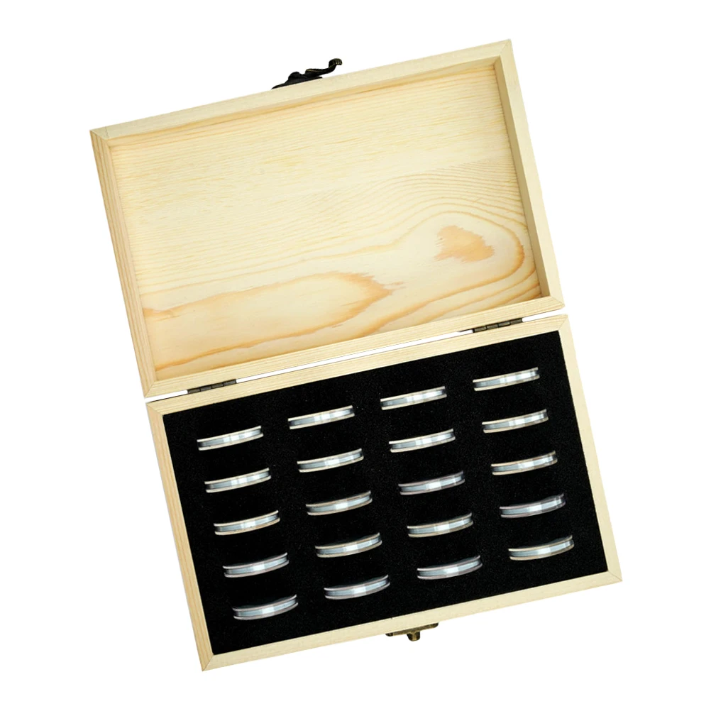 Delicate Wooden 20 Commemorative Coin Protective Box Prcatical Coin Collection Case for 18/21/25/27/30mm Coin