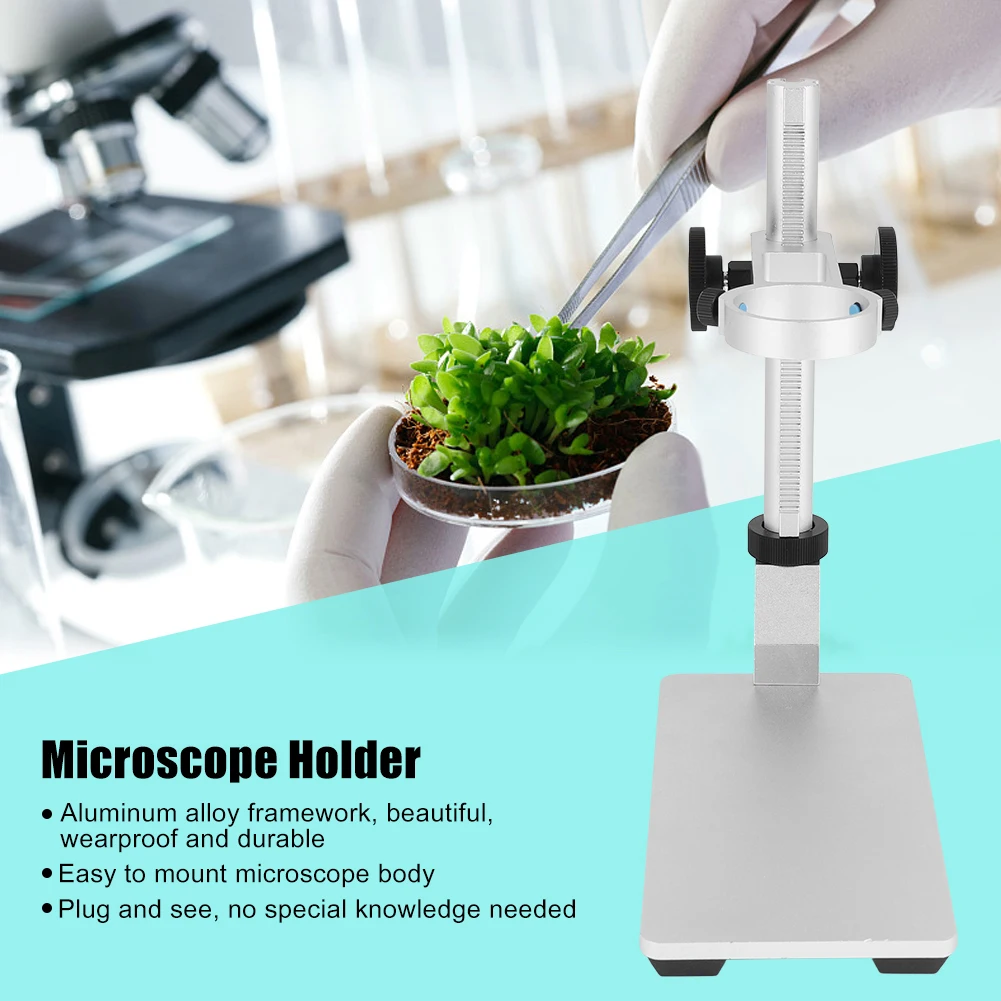 Microscope Stand Microscope Support  Digital Microscope Holder Aluminum Alloy Stand Adjustable Lifting Support