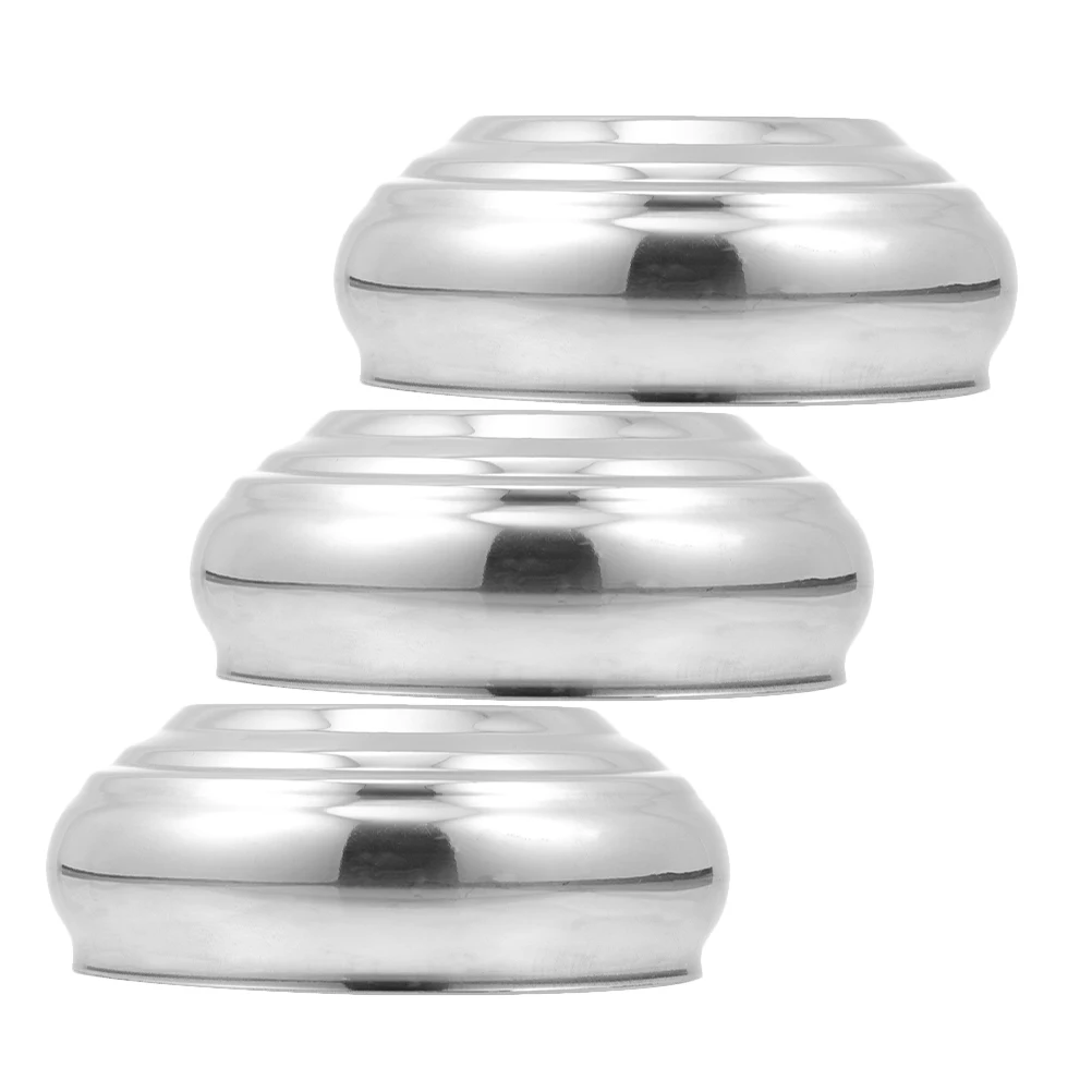 

3 Pcs Thicken Ball Base Flagpole Seat Gazing Balls Stainless Steel Crystal Stand