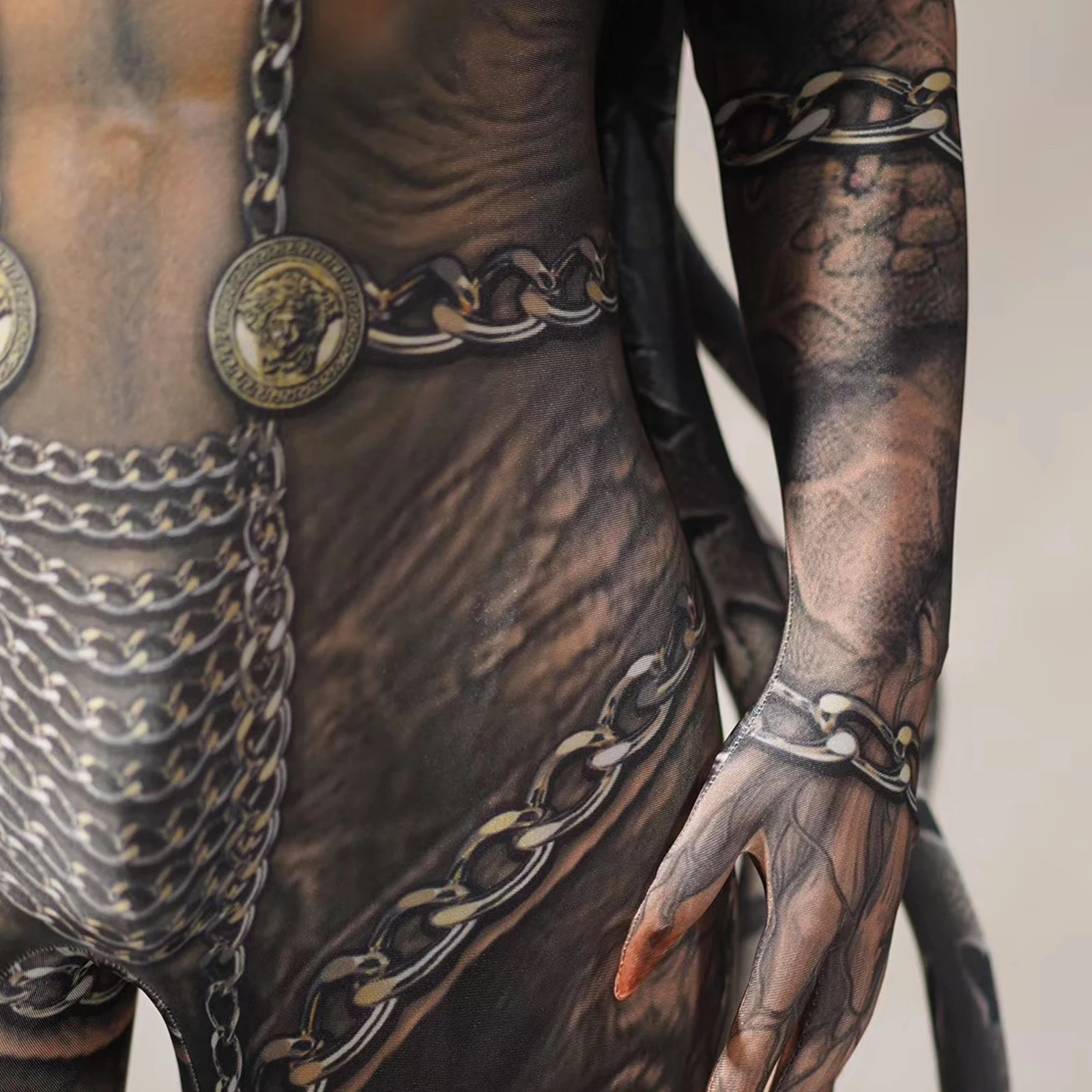 بدلة قفز مطبوعة على شكل ثعبان رعب مثيرة للرجال والنساء أزياء الهالوين GOGO لحفلات أعياد الميلاد والنوادي الليلية أداء المسرح