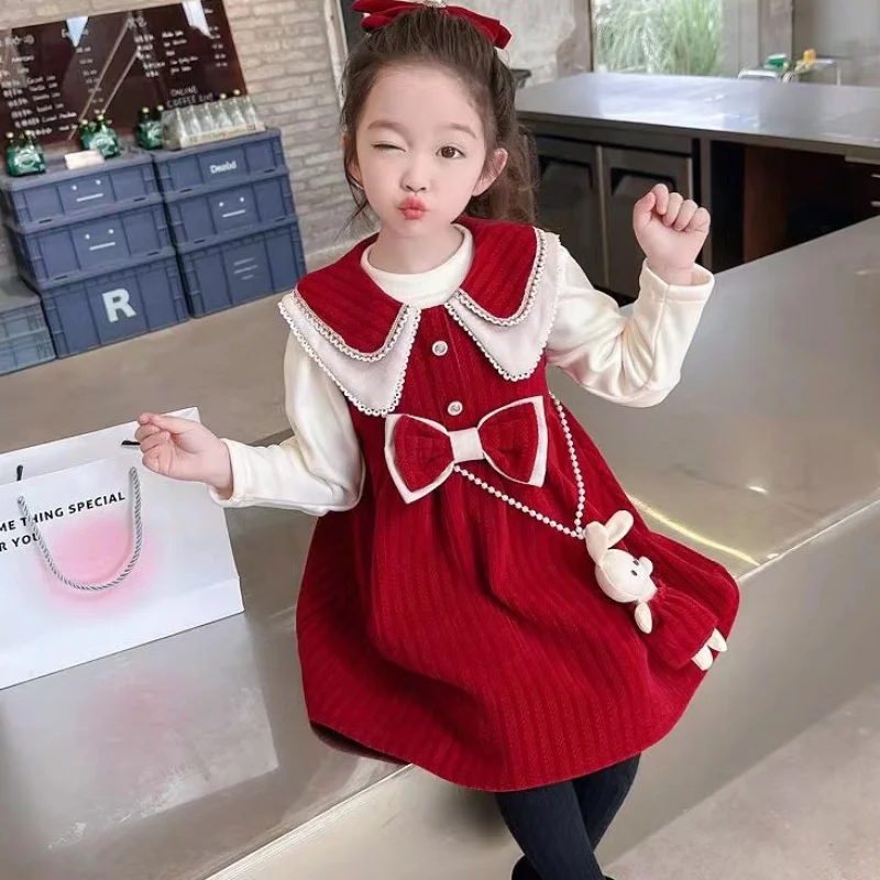 

Sweet and Stylish Girl Outfit Dress Autumn Winter Versatile Comfortable Long Sleeve Base Shirt Vest Dress for Women