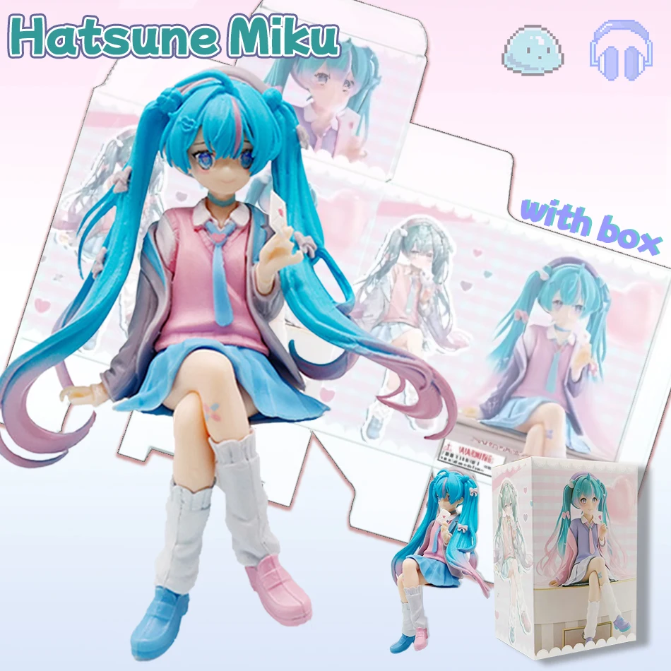 ¡NUEVO! Hatsune Miku figura de acción bonita de escritorio 15cm Niku figura de Anime presión cubierta de fideos instantáneos Kawaii chica modelo juguete regalos