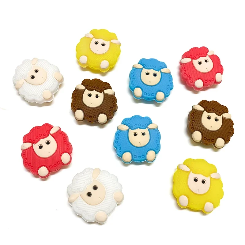 10pcs Multicolor Silicone Sheep Beads BPA Free Teething Infant Chewable Dummy Gift Necklace Pacifier Toy Accessories