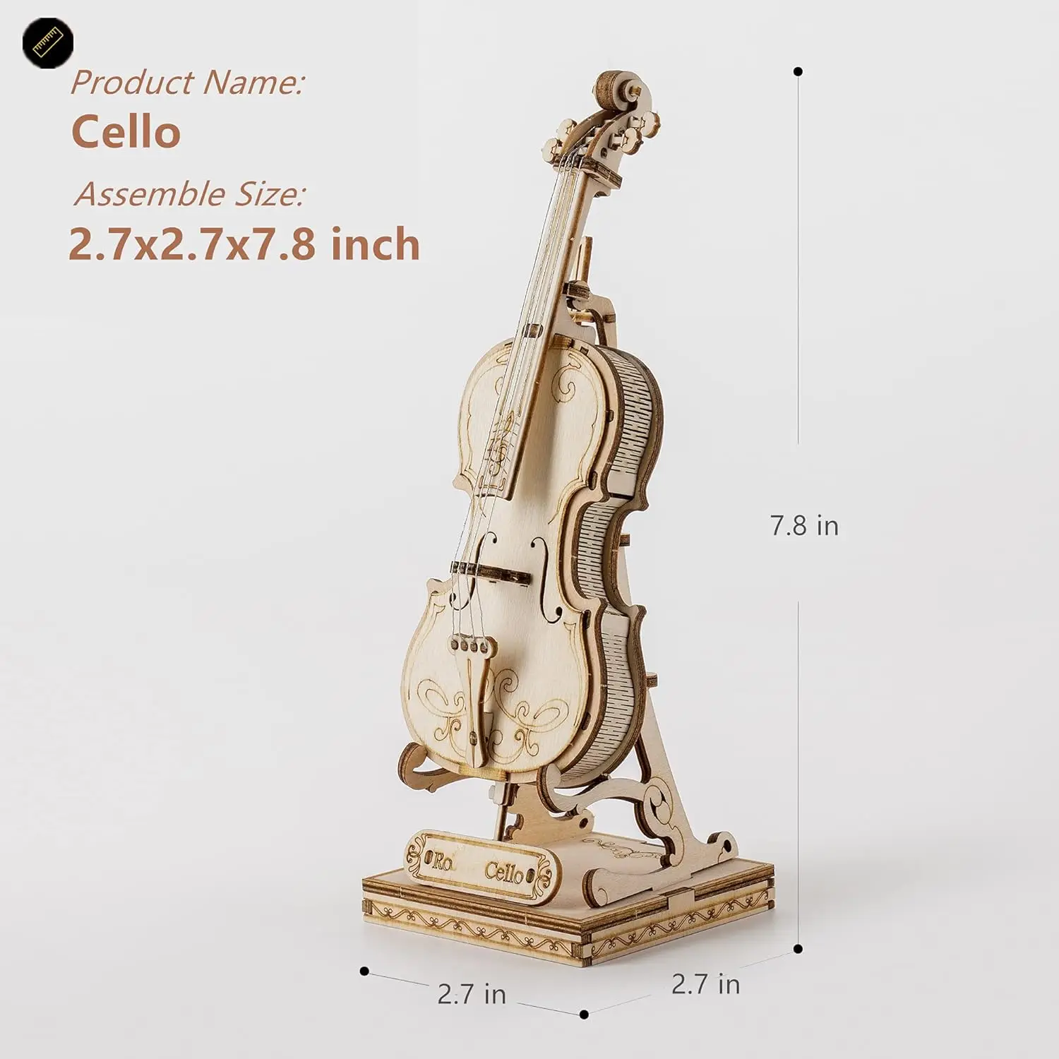 Robotime 3D Wooden Puzzle Toy DIY Cello Model Kits Wooden Craft Kits DIY Model Drum Kit Adorable Home Decoration for Teens