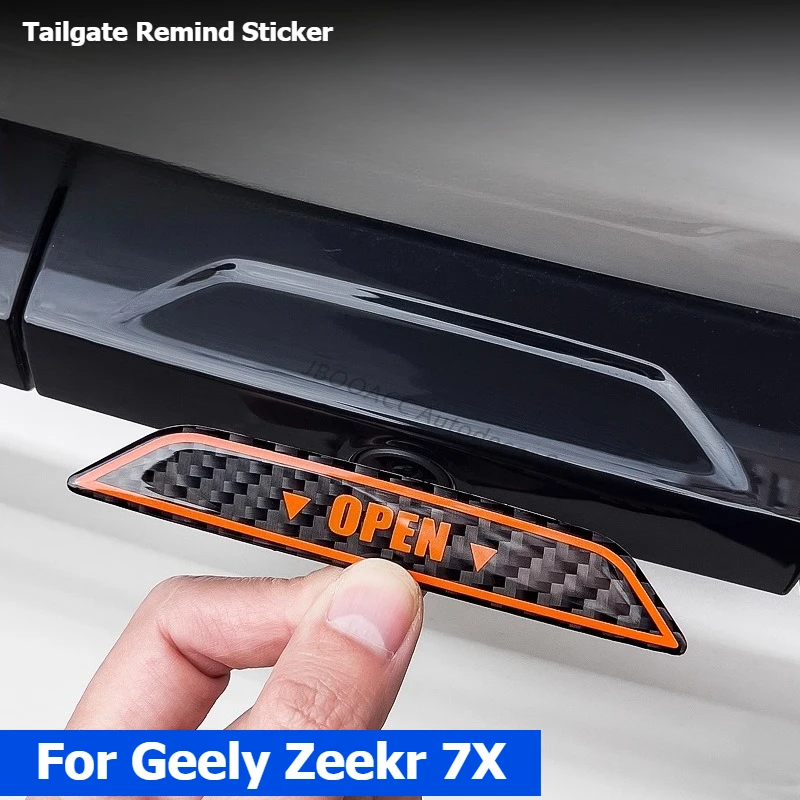 

Для Geely Zeekr 7X кнопка багажника из углеродного волокна, открытая табличка, наклейка на панель, отделка, 3D электрическая наклейка на заднюю дверь, внешний аксессуар
