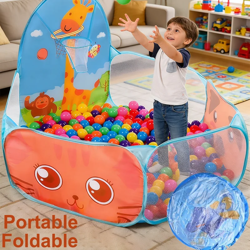 120cm crianças piscina de bolinhas com cesta basquete portátil dobrável cercadinho playground tenda bebê indoor ao ar livre esporte educação