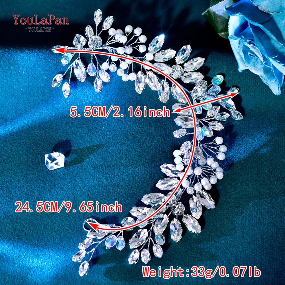 YouLaPan Bridal Headpiece Pearl Bride Hair Accessories Rhinestone Headband Wedding Bridesmaid Hair Band Jewelry Hairwear HP874