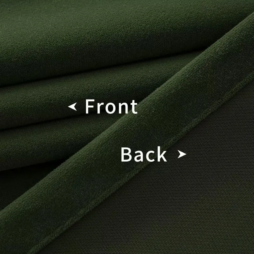 럭셔리 다크 올리브 벨벳 커튼, 120 길이, 암막 단열 패널, 거실/침실용 부드러운 암막 커튼