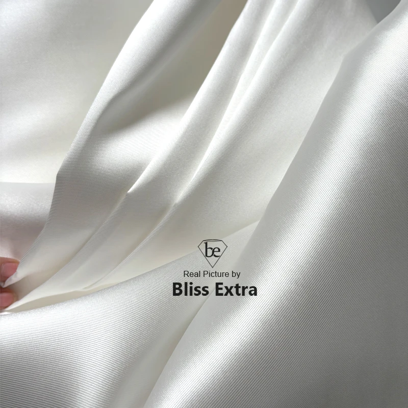 White Ivory Luxury Stiff Mikado Satin Fabric by the Yard, Bridal Wedding Dress Suit Fabric, Twill Satin DIY Sewing Material view 3