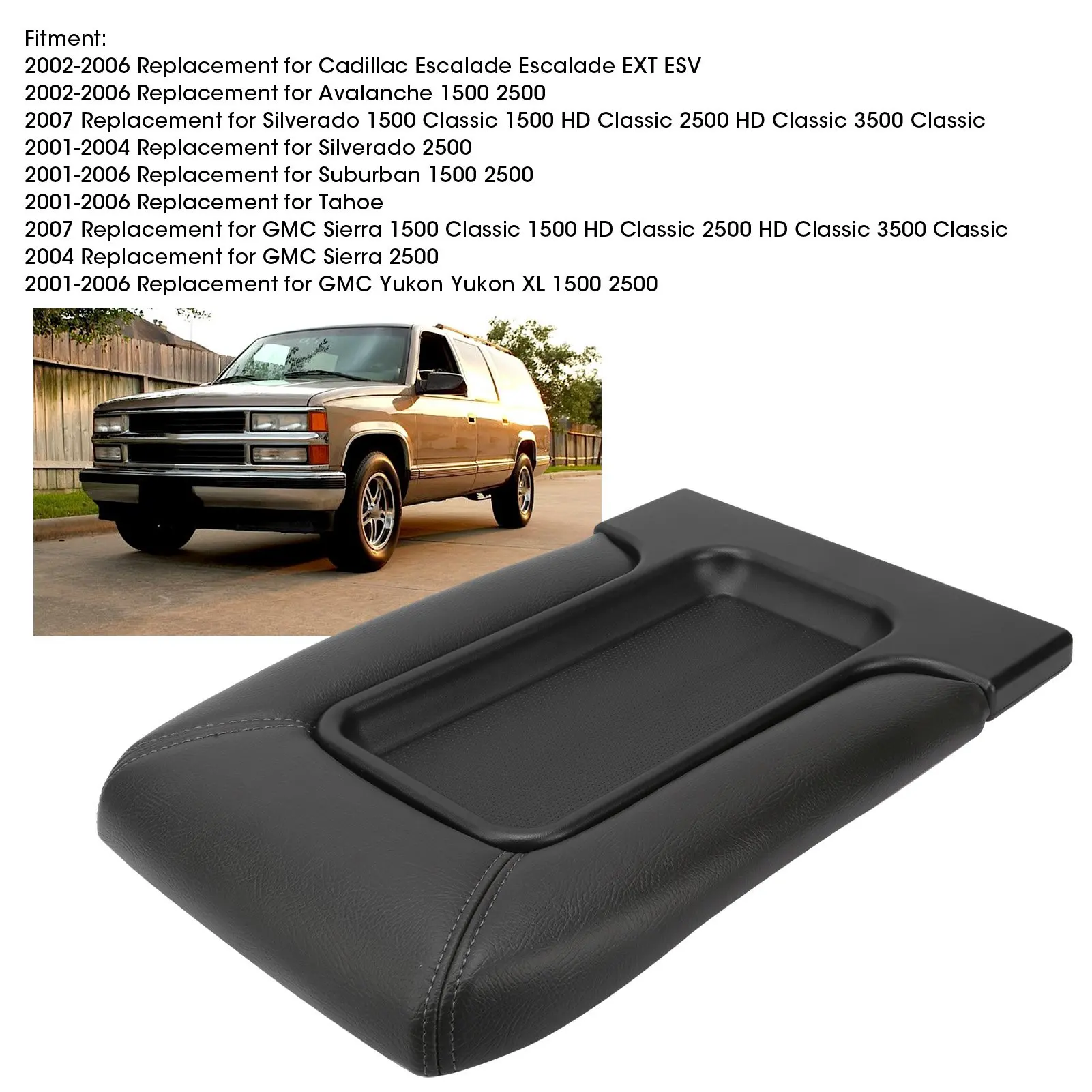 Car Center Console Lid Cover Kit Waterproof Replacement for Avalanche/Silverado/Suburban/Tahoe