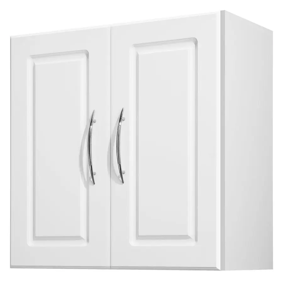 

Laundry Room Wall Cabinet, 2Tier Wall Mounted Hanging Cabinet with Adjustable Shelf, Cupboard Storage with 2 Doors, for Kitchen