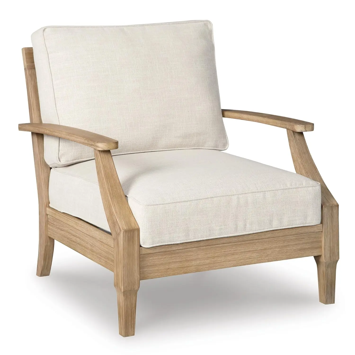 

Carter Hall Contemporary Weather Resistant Outdoor Lounge Chair with Cushion, Beige & Light Brown, Customized