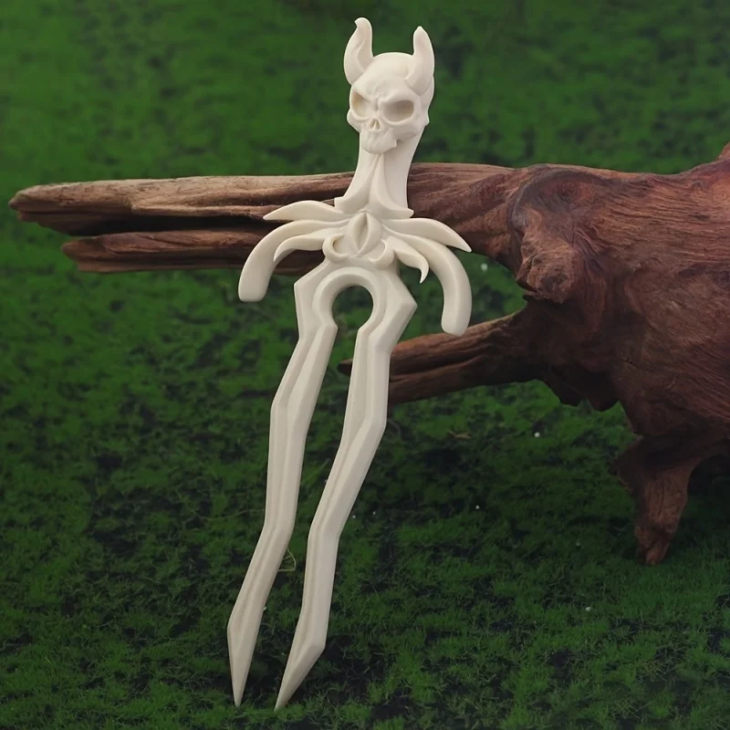 3D‑Printed Plastic Skull Demon Horn Hair Stick,Fantasy Sword‑shaped Double‑prong Hairpin, Gothic‑style Unique Women Hair‑styling