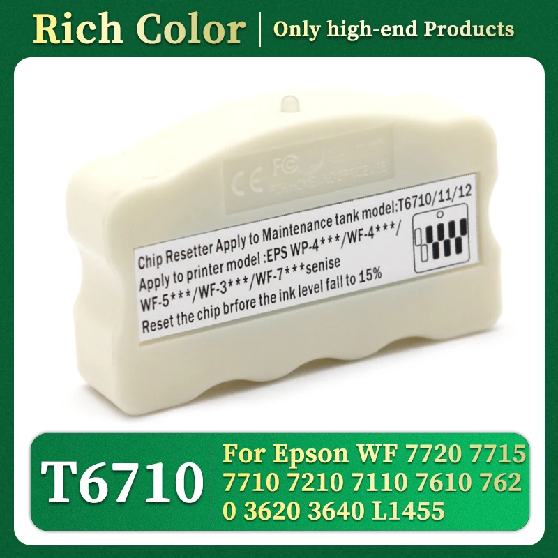 

1PC T6710 T6711 T6712 Ink Maintenance Box Chip Resetter For Epson WF 7720 7715 7710 7210 7110 7610 7620 3620 3640 L1455