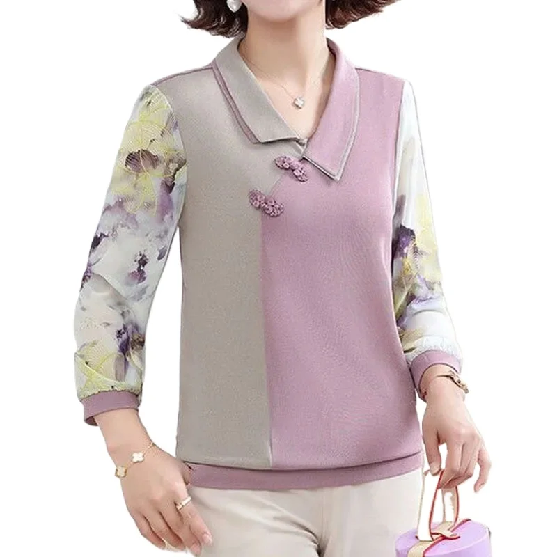 تي شيرت نسائي مزين بمزاج ، قمم مطبوعة أنيقة ، ملابس نسائية بأكمام طويلة ، الربيع والخريف #1