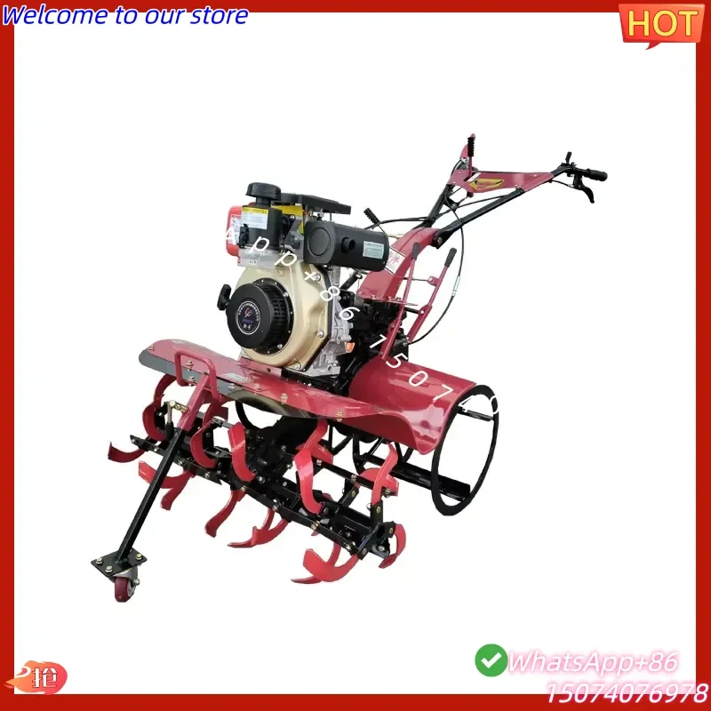 2026 Multi-purpose 7HP 9HP 4WD Power Tiller Self Propelled Farm Cultivator With Ditching Weeding Function