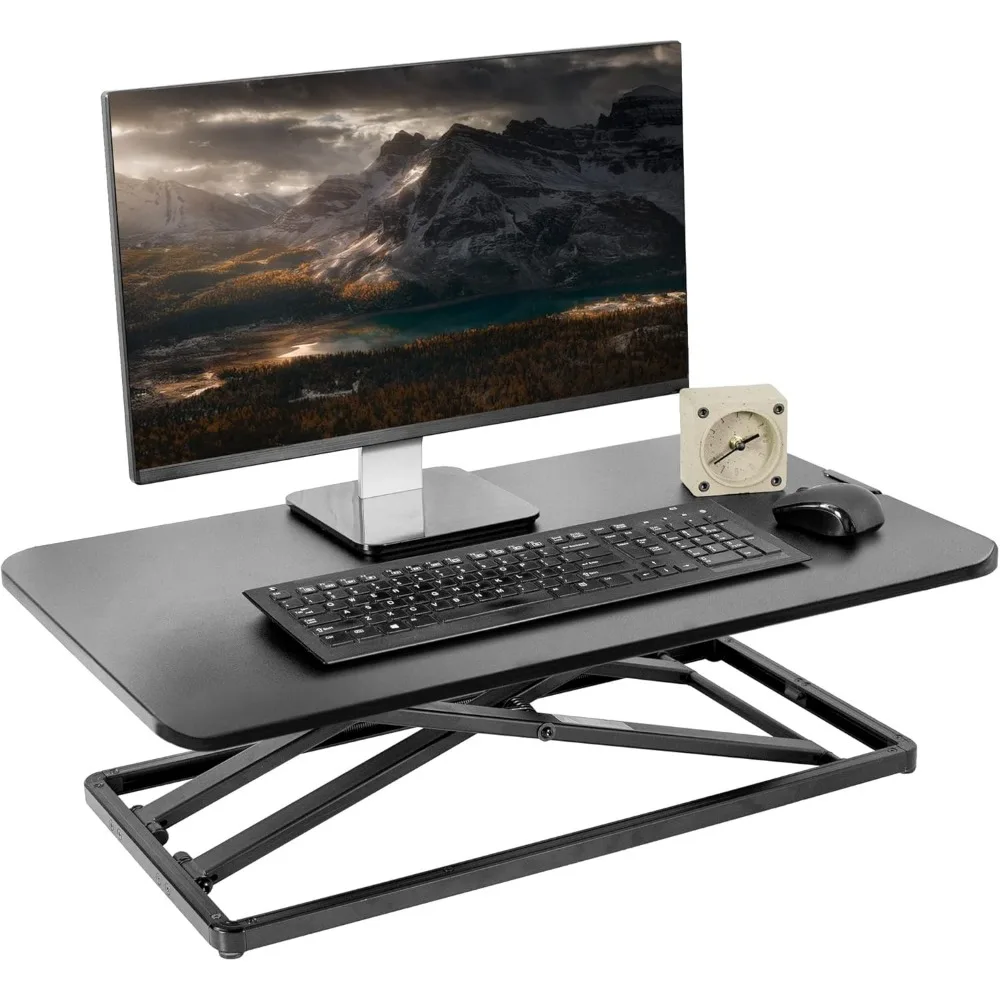 

Economy Single Top Height Adjustable 29 inch Standing Desk Converter, Sit Stand Tabletop Monitor and Laptop Riser Platform Work