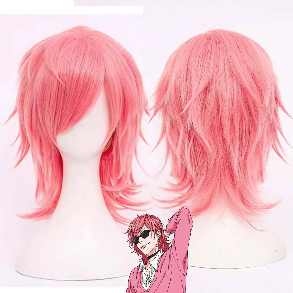 Peluca Morada de Ayato Yuri, Peluca Rosa de Yui Tamura, Peluca Azul de Koshiro Itome, Peluca de Yarichin Club Cos Itsuki Shikatani para Hombres Adultos