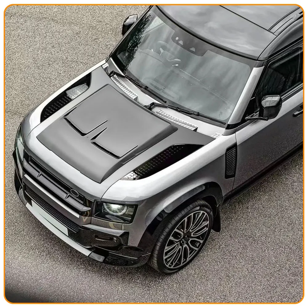 

2026 Style Hood Bonnet Air Vent Covers For Land Rover Defender 90 110 130 L663 2020-2026 Gloss Black Exterior Modified Accessori