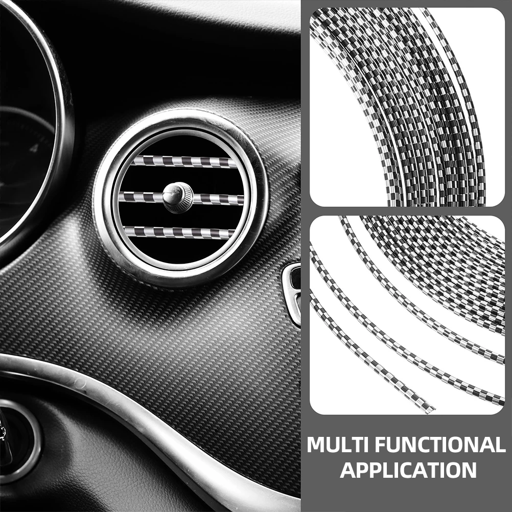 

2Pcs Air Outlet Decorative Strip Car Strips Front Abs Electroplating Flexible Trim Automotive Interior Moldings