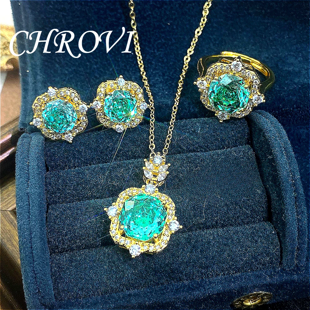 New 925 pure silver millennium rose gold necklace pendant stud earrings and colorful ring set