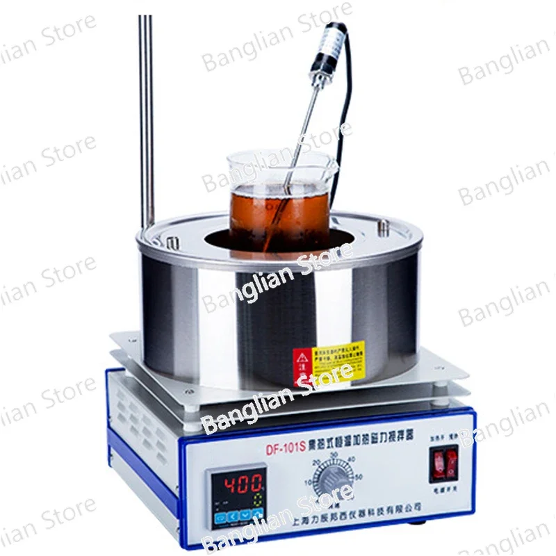 DF-101S Heating Magnetic Stirrer, Laboratory Mixer, Digital Display, Thermostatic Water Bath, Lab Stirrer, 220V, 2L