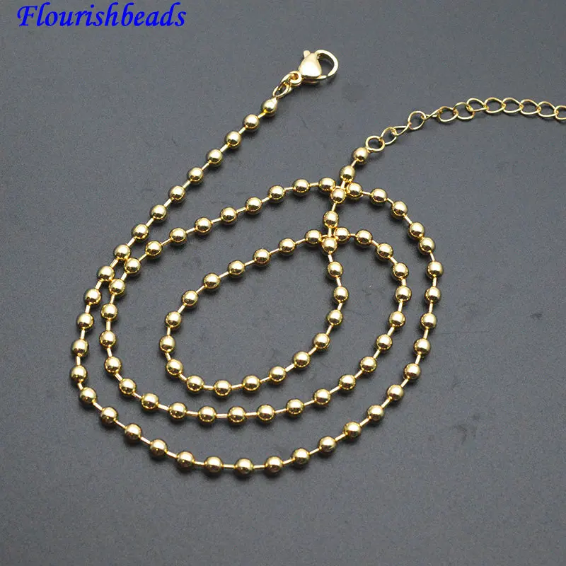 

10 шт., высококачественные антивыцветающие 3 мм круглые шариковые цепочки для ожерелья, длина 16 дюймов, принадлежности для самостоятельного изготовления ювелирных изделий