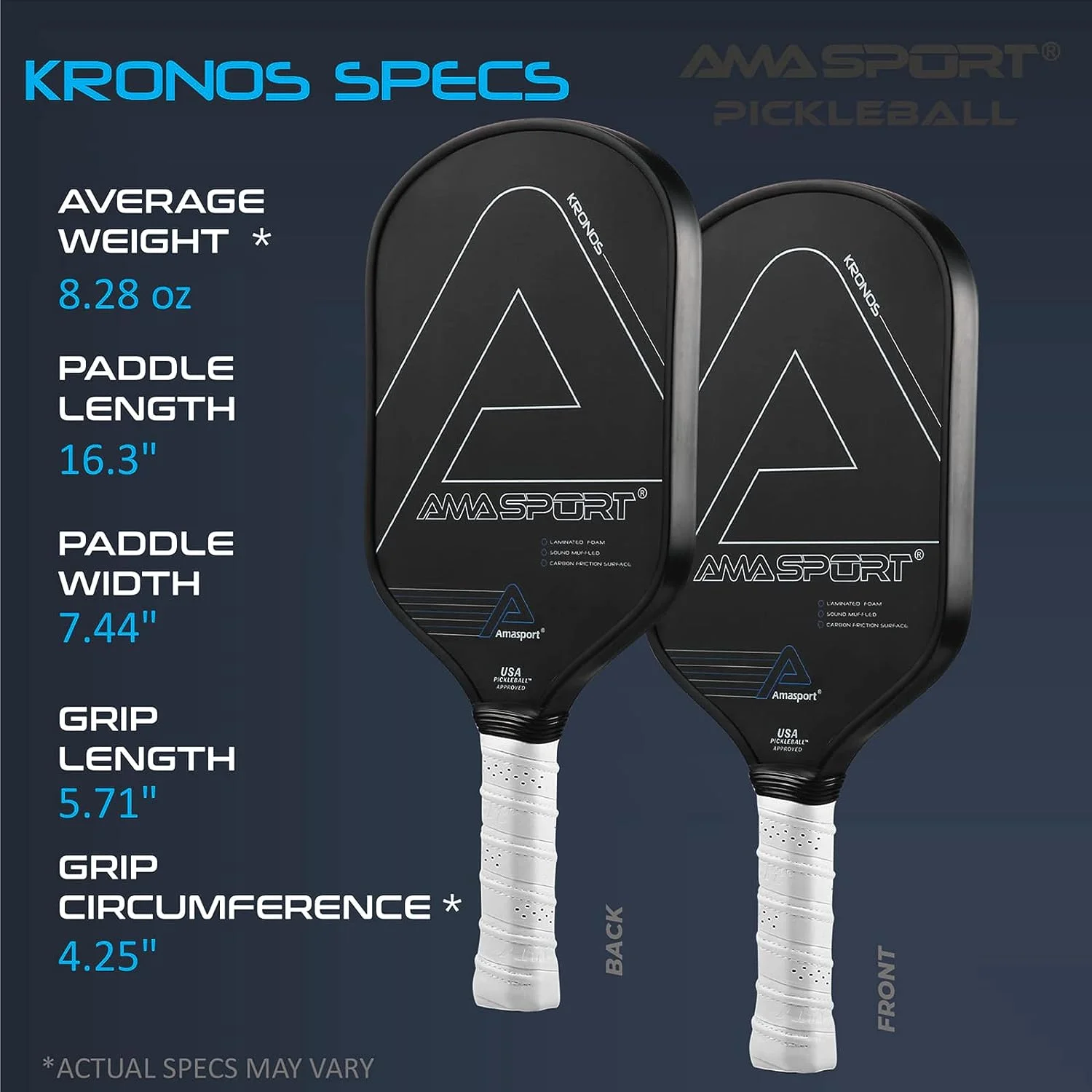 AMA SPORT USAPA ได้รับการอนุมัติ Pickleball Paddles แรงเสียดทานคาร์บอน/3K พื้นผิวคาร์บอน Polymer Honeycomb Core Professional พาเดล