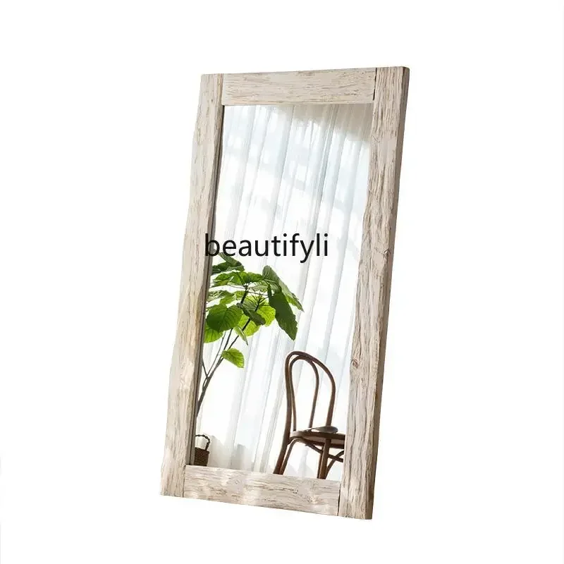 P3  AAArt retro solid wood full body mirror against the wall floor mirror entrance living room decorative mirror clothing store