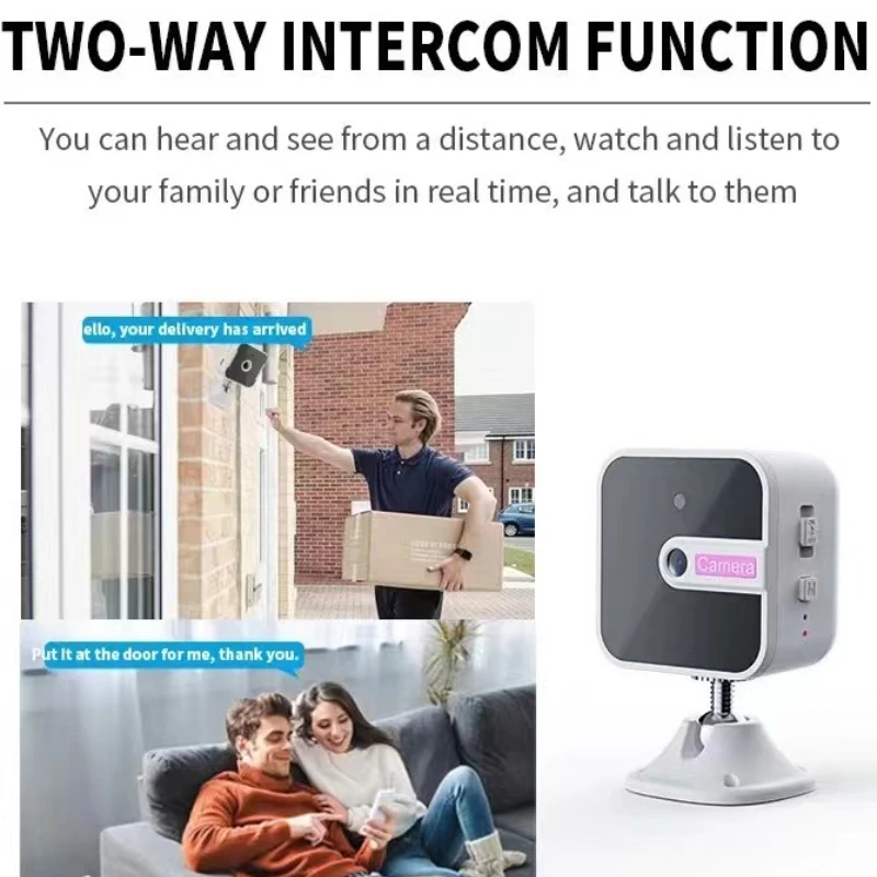 Câmera de vigilância wi-fi, gravador de cartão de vídeo de segurança, webcam, visão noturna infravermelha, áudio bidirecional, monitor de bebê, mini câmera sem fio