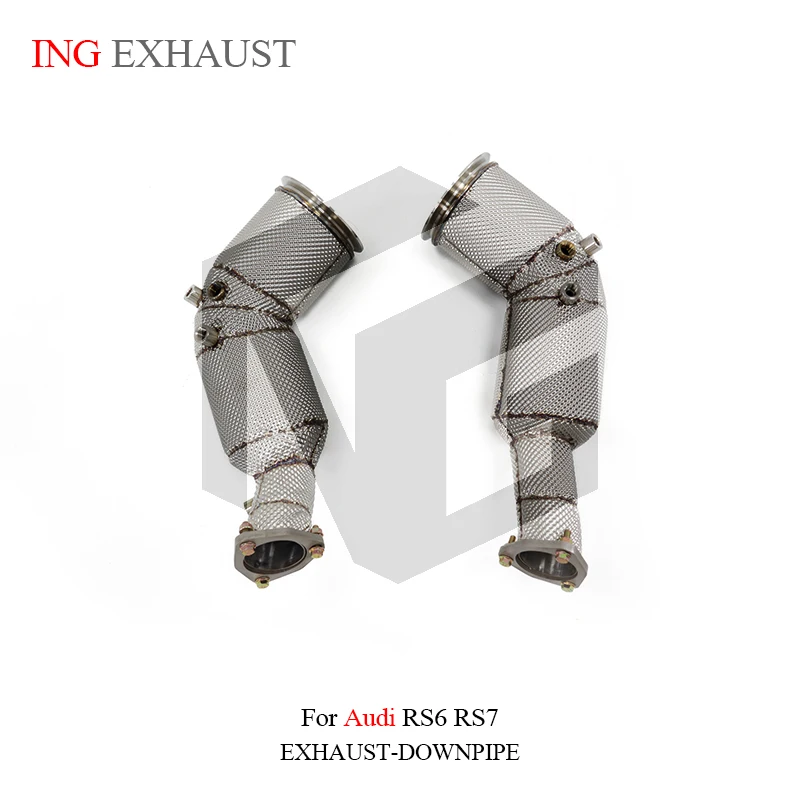 ING ss304 Exhaust Downpipe for Audi RS6 RS7 C8 4.0t 2019+ OPF GPF Senser Converter Nozzler Pipe Performance Accessories System