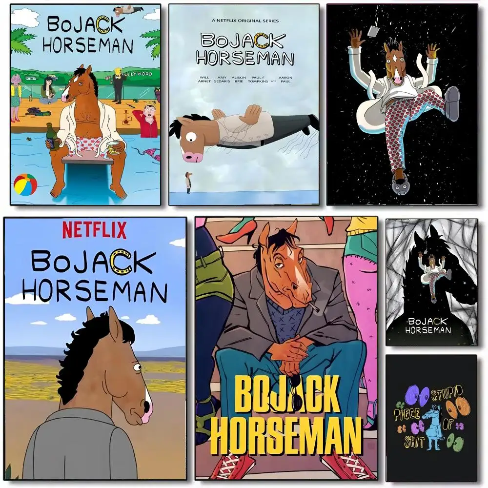 Animation B- BoJack Horseman Poster Wall Art Printed Decor Sticker Stylish Home Gift for Living Room Bedroom Corridor Cafe