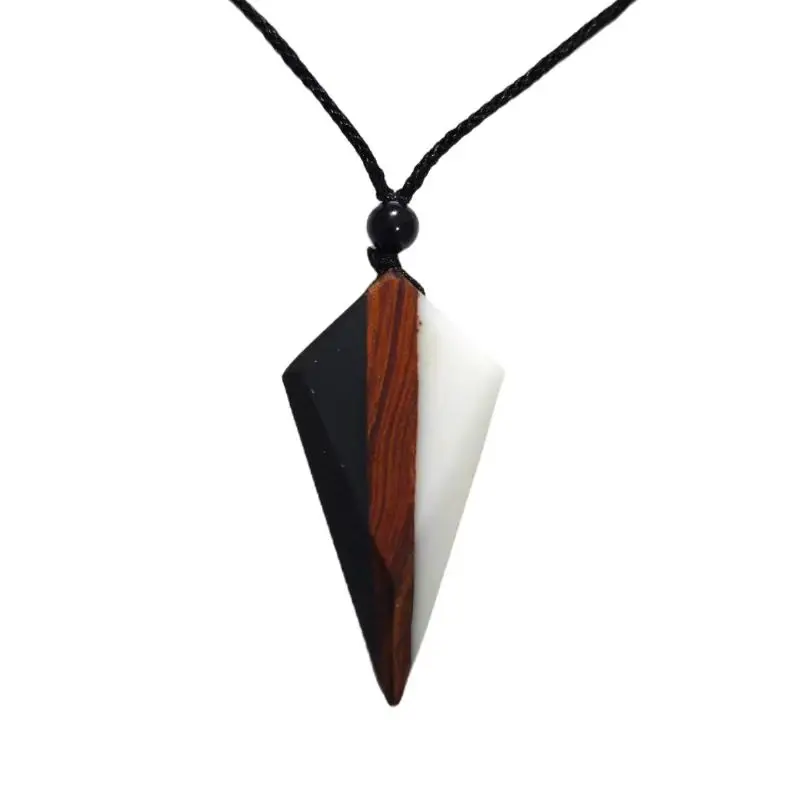 

Geometric handcrafted, wood combined with resin handicrafts, best-selling pendant necklaces for men and women to wear