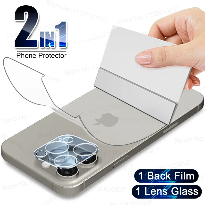 2 in1 Hydrogel Film For iPhone 16 15 14 13 12 11 Pro Max 16 15 Plus Back Tempered Glass 16Pro Lens Protector Phone Accessories