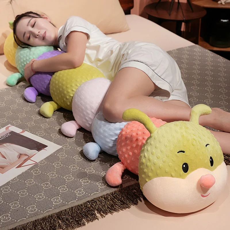 

110cm/130cm Pretty Cartoon Rainbow Caterpillar Huggable Pillow Soft Soothing Sleeping Long Pillow Funny Toys Creative Home Decor