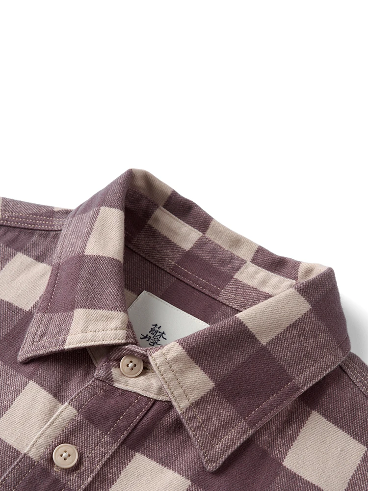 SIMWOOD Magas Előírás 2025 Ősz Új szuper Ingó- Pléd shirts férfiak 8oz washed évjárat Ablakszövet Alkalmi Átszámlál shirts